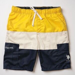 US Polo Assn Swim Shorts Mens Large Mesh Lined Boardshorts‎ Pocket Colorblock